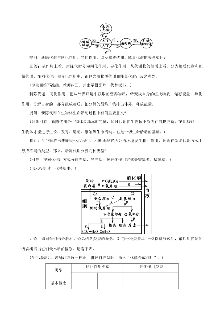高中生物新陈代谢的基本类型教案1人教版 必修1_第3页