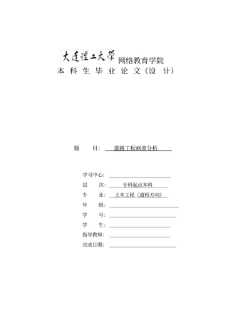 大连理工大学道路工程病害分析
