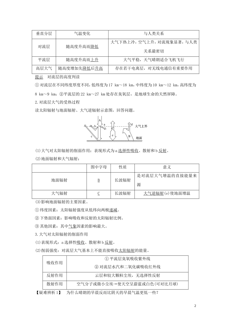 高考地理总复习 第二章 自然地理环境中的物质运动和能量交换 第1讲 大气的受热过程和热力环流（第1课时）大气受热过程与气温教案（含解析）中图版-中图版高三全册地理教案_第2页