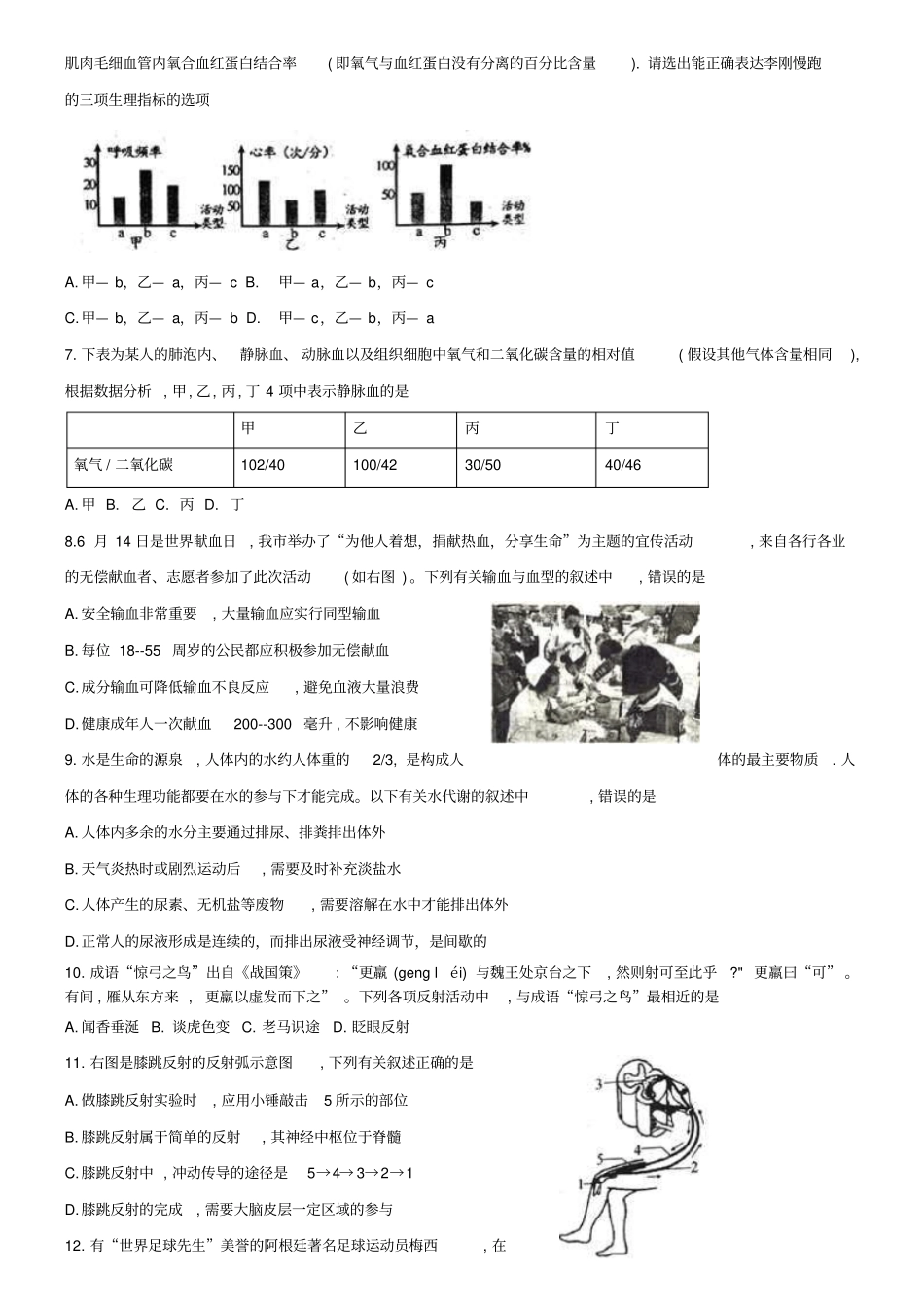 (生物试卷13份合集)湖南省长沙市长郡双语实验中学2018-2019学年七下生物期末模拟试卷_第2页