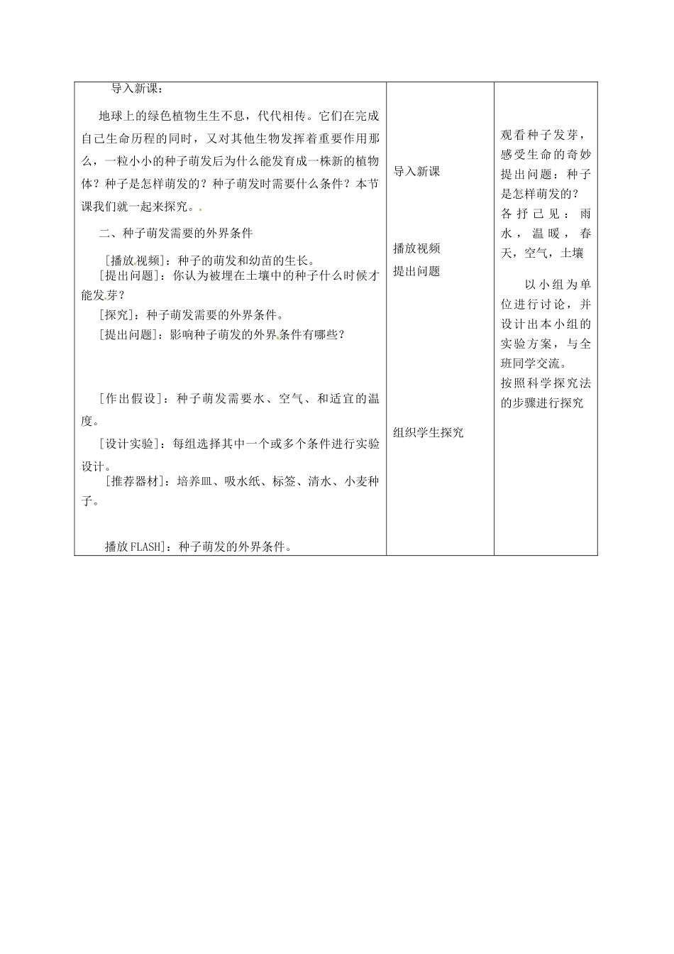 七年级生物上册 第5章 第1节 植物种子的萌发教案2 苏教版-苏教版初中七年级上册生物教案_第2页