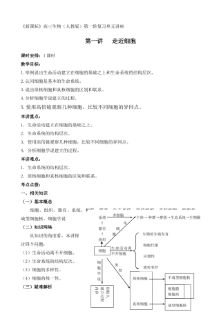 高三生物新课标教案第1讲  走近细胞