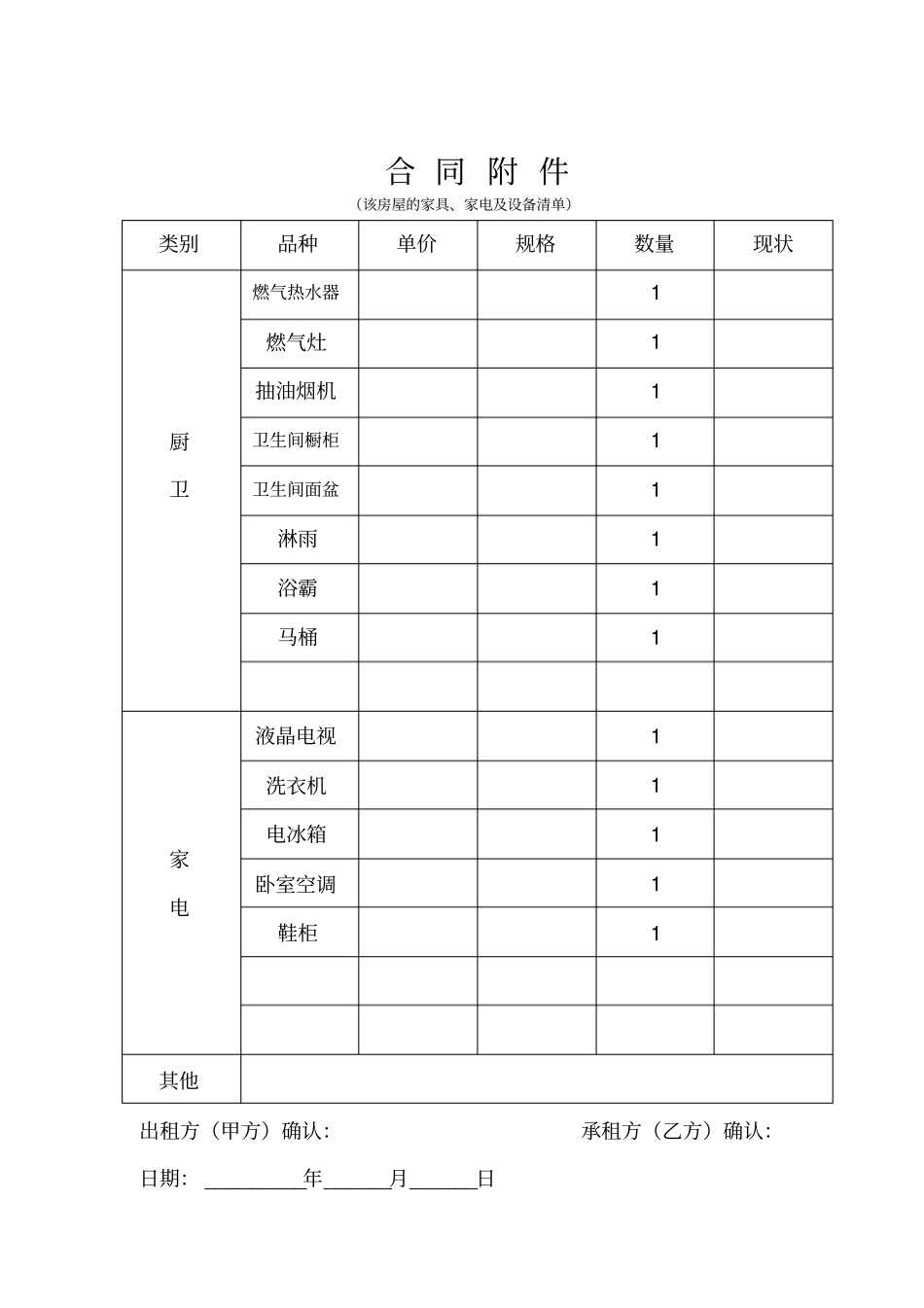 (完整word版)个人房屋租赁合同(含家具详细附件)_第3页