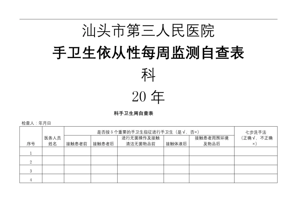 手卫生依从性每周监测自查表_第2页