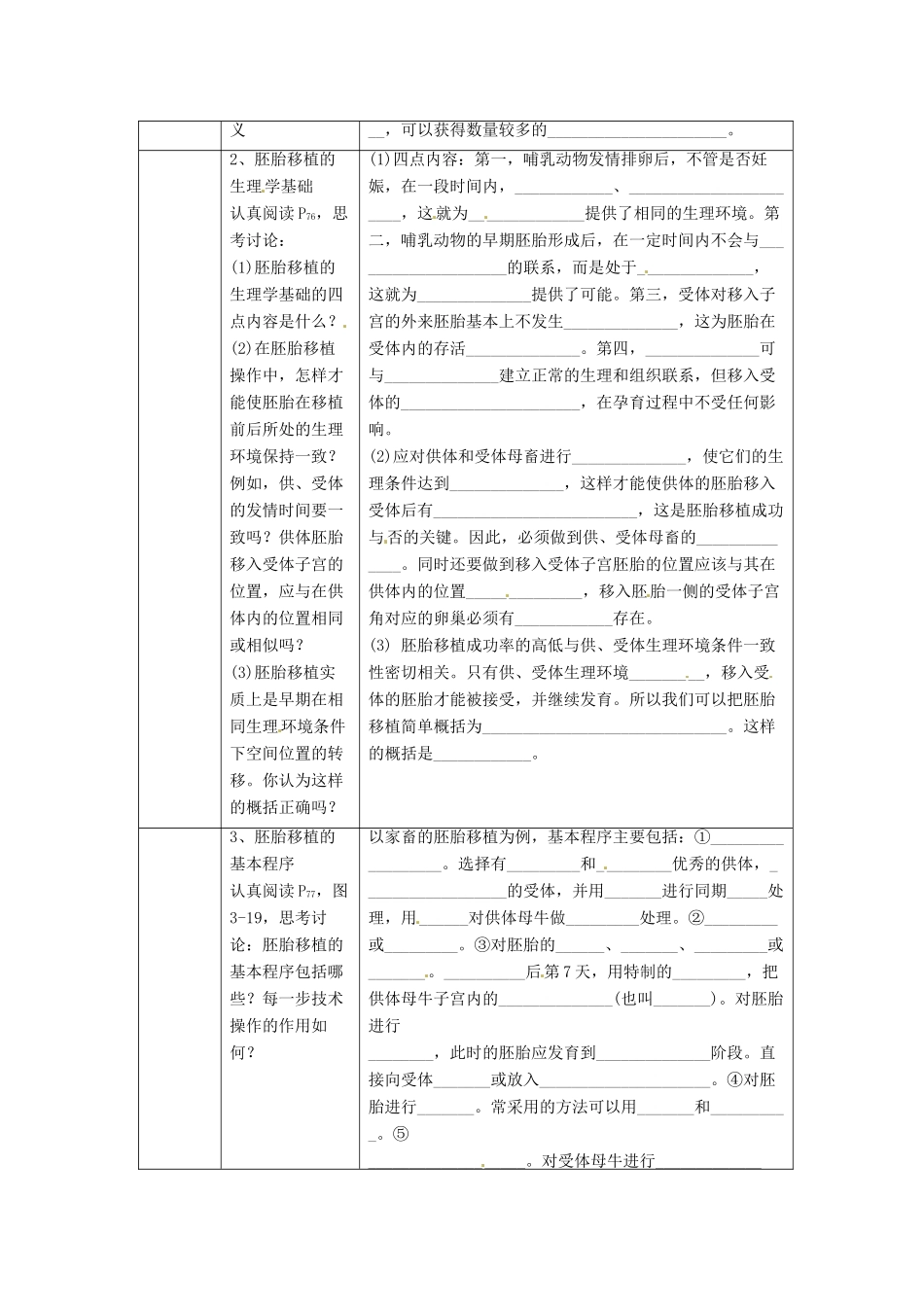 高中生物 3.3《胚胎工程的应用及前景》教学设计 新人教版选修3_第2页
