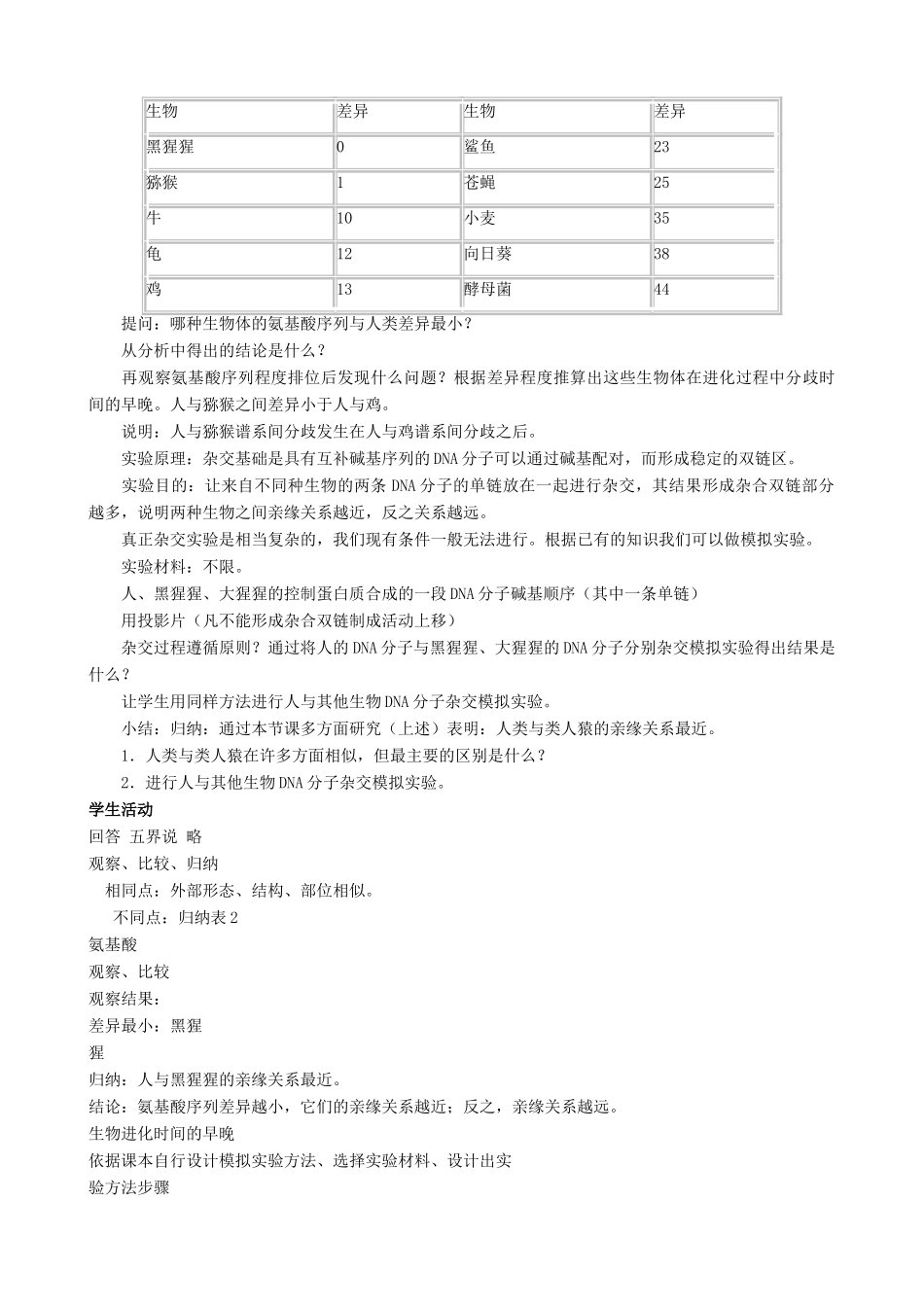 高中生物人类的起源和发展教案(第一课时)旧人教 必修2_第2页