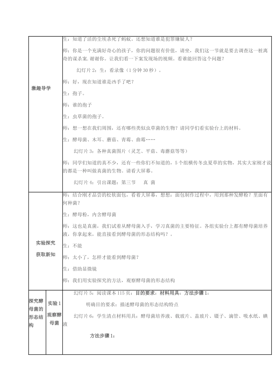 七年级生物上册 第二单元 第三章 第三节 真菌教学设计 济南版-济南版初中七年级上册生物教案_第2页