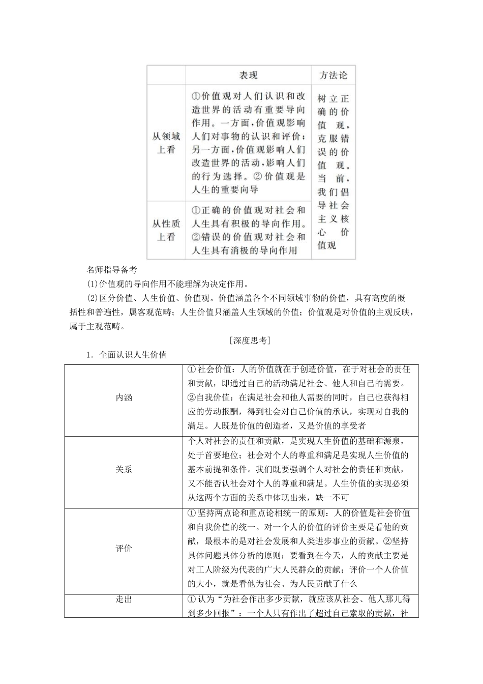 高考政治一轮复习 第16单元 认识社会与价值选择 第41课 实现人生的价值教师用书 新人教版-新人教版高三全册政治教案_第2页