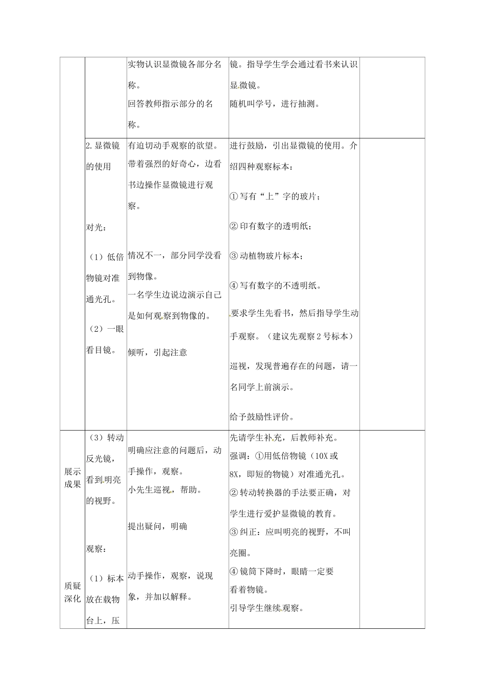 山东省临沭县第三初级中学七年级生物上册 练习使用显微镜教案 新人教版_第2页