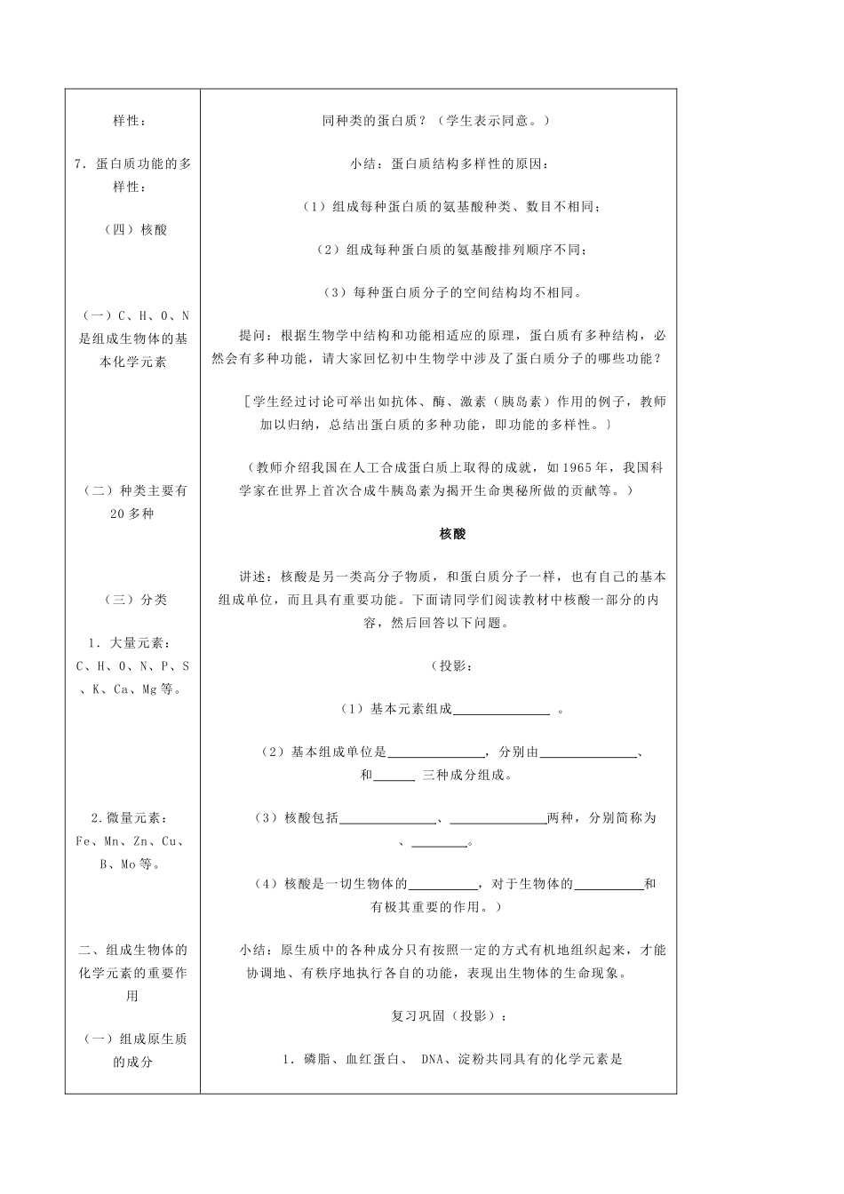高中生物组成生物体的化合物教案2人教版 必修1_第3页