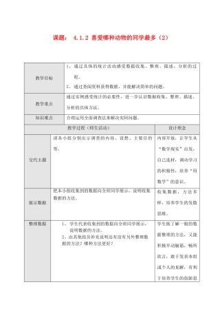 七年级数学课题： 4.1.2 喜爱哪种动物的同学最多（2）教案新人教版