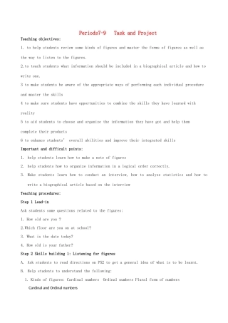 高中英语 Unit 3《Amazing People-Task》教案3 牛津译林版必修2