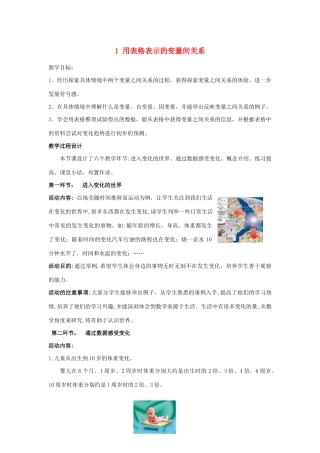 七年级数学下册 第三章 变量之间的关系 1 用表格表示的变量间关系教案 （新版）北师大版-（新版）北师大版初中七年级下册数学教案