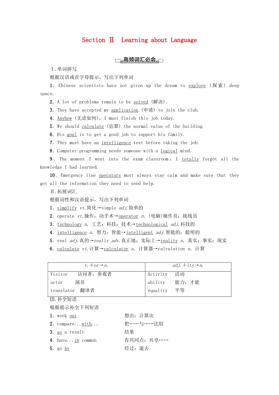 高中英语 Unit 3 Computers Section Ⅱ Learning about Language讲义 新人教版必修2-新人教版高一必修2英语教案_第1页