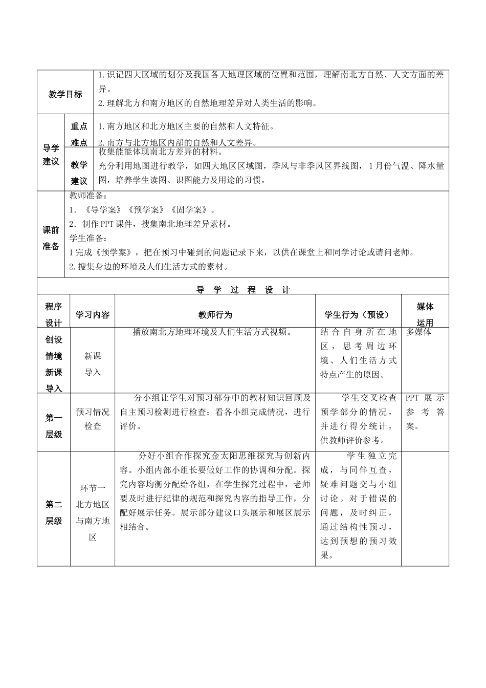 高考地理总复习 区域地理——中国地理《北方地区和南方地区》教案-人教版高三全册地理教案_第2页