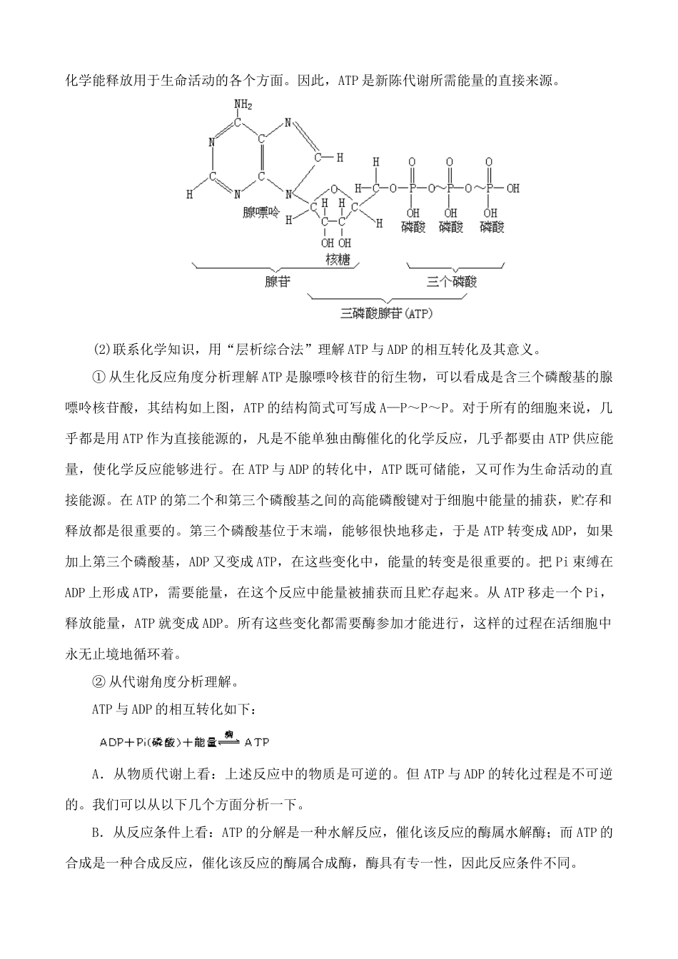 高中生物新陈代谢与ATP教案2人教版 必修1_第2页