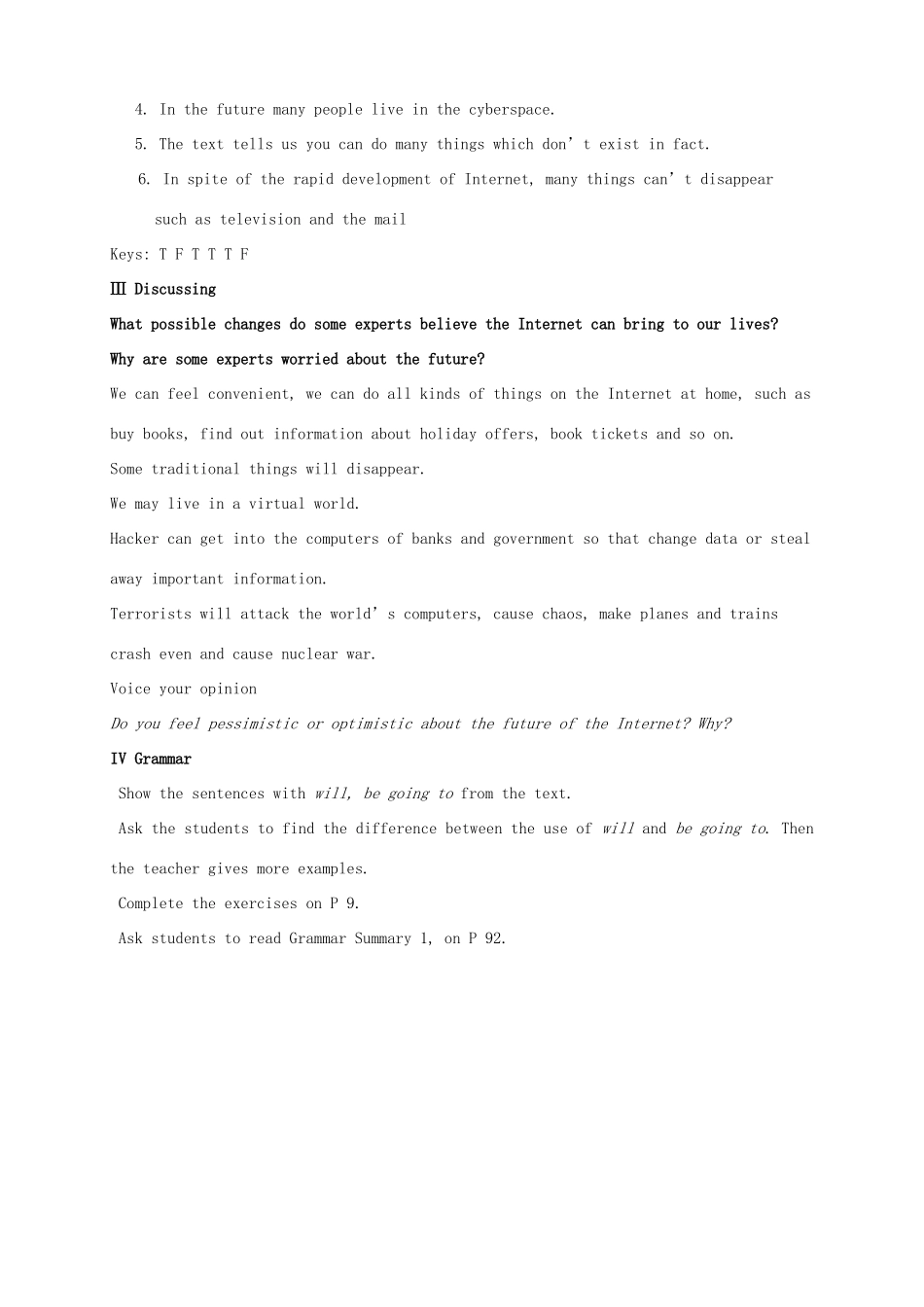 北京市房山区周口店中学高中英语《Unit 4 Cyberspace-Lesson 1》教案 北师大版必修1_第2页