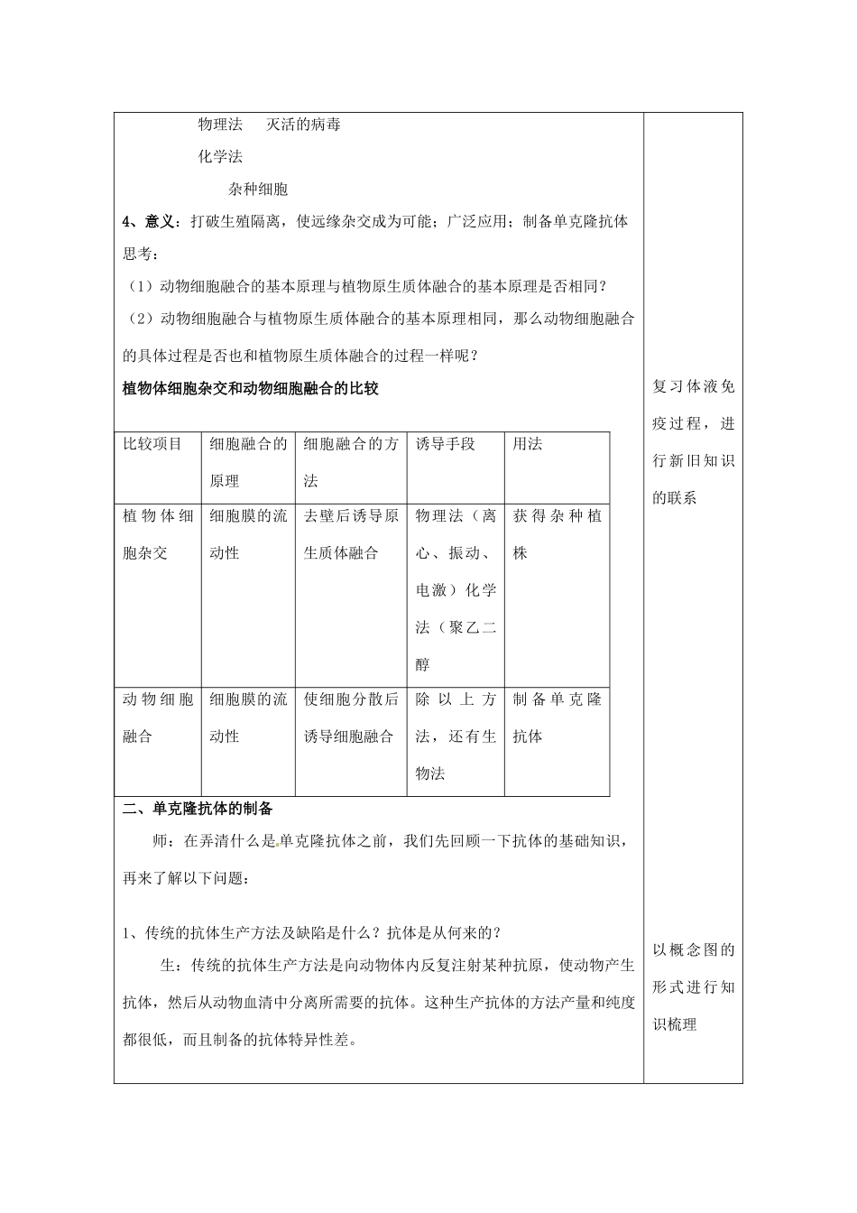 福建省厦门市集美区灌口中学高中生物 动物细胞融合与单克隆抗体教案 新人教版选修3_第3页