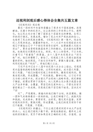 巡视利剑观后感心得体会全集共五篇文章
