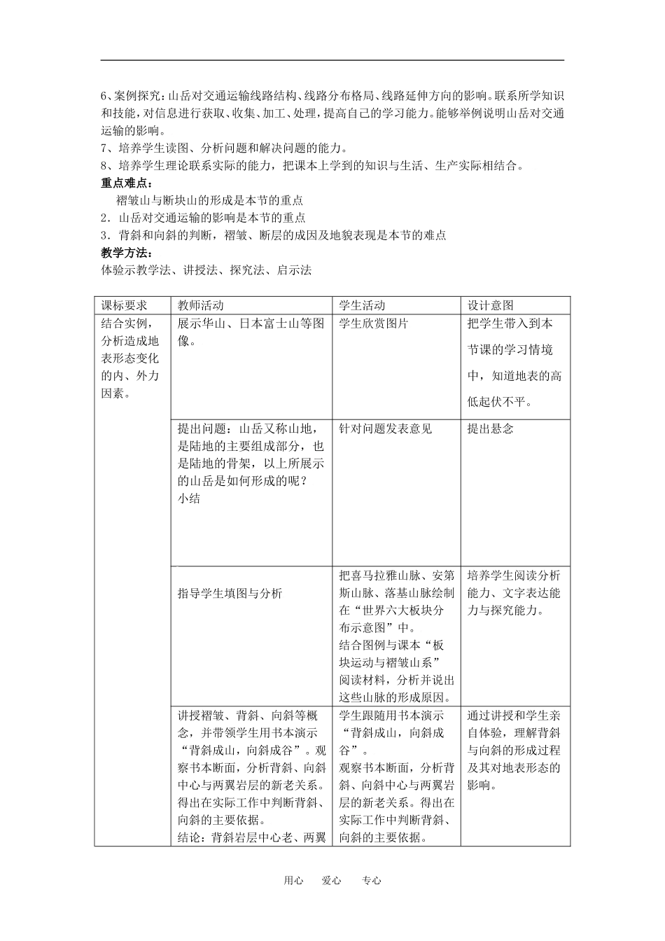 高中地理4-2山丘的形成教学设计（北京新课程培训顺义区）新课标人教版必修1_第2页
