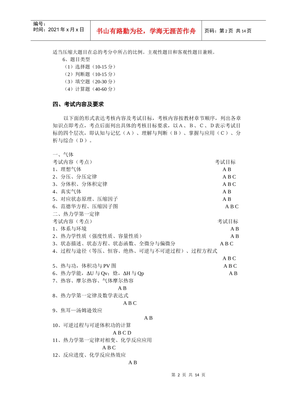 1环境工程专业本科插班生考试大纲_第2页