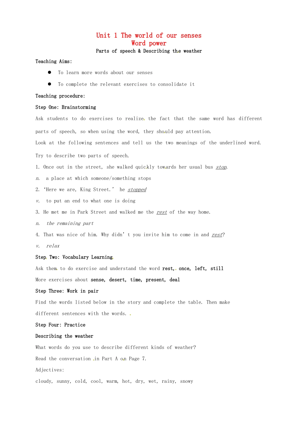 高中英语 Unit1 Word Power教案 牛津译林版必修3-牛津版高一必修3英语教案_第1页