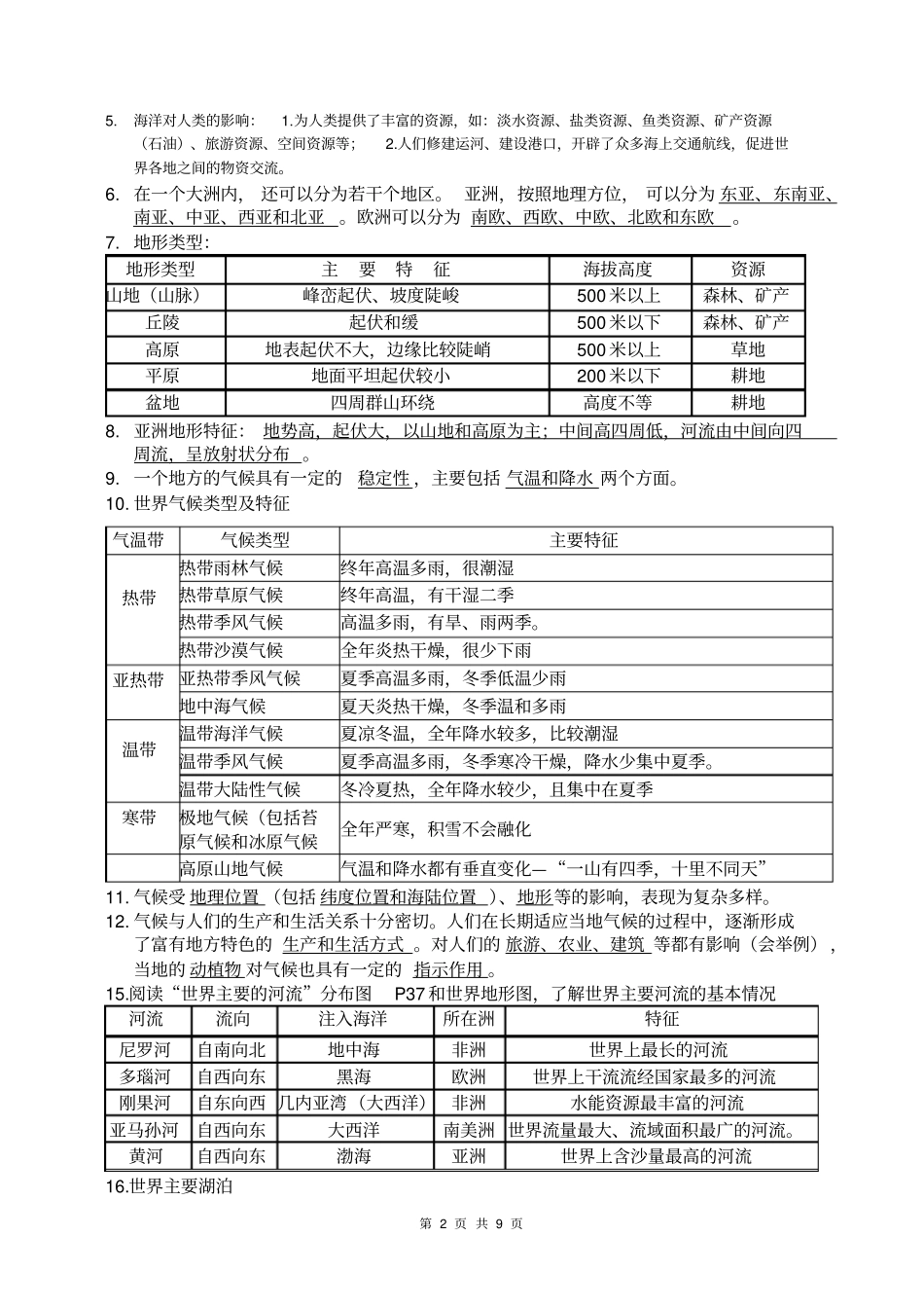 (完整)人教版七年级上册《历史与社会》复习提纲(完整版)_第2页