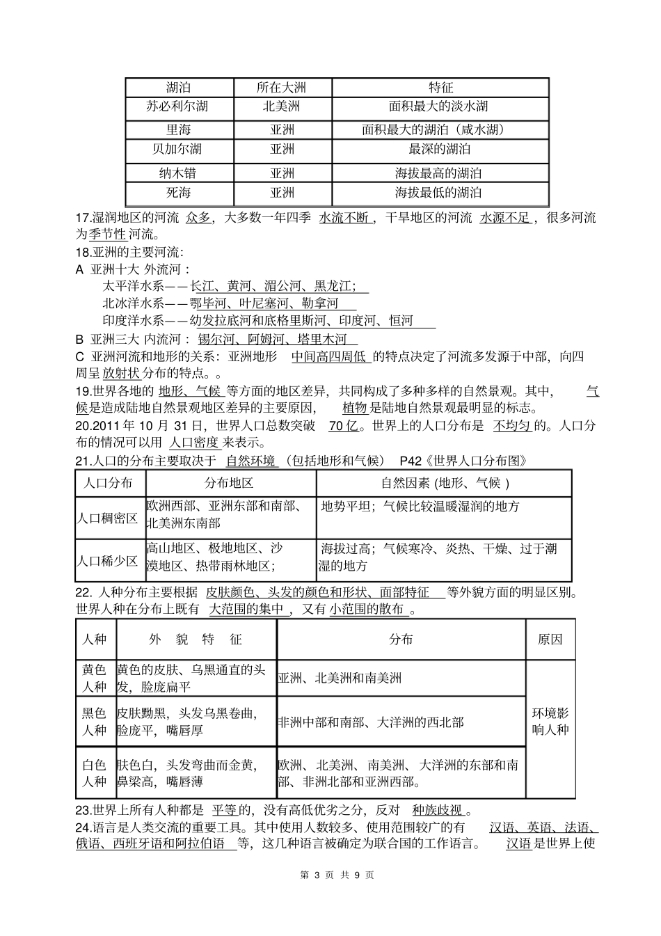 (完整)人教版七年级上册《历史与社会》复习提纲(完整版)_第3页