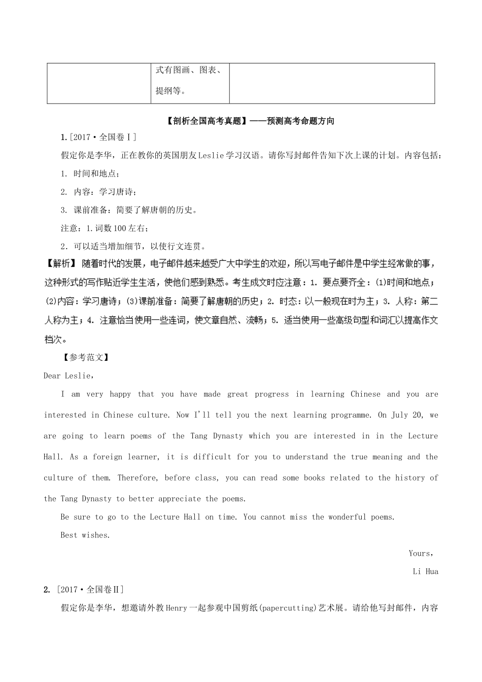 高考英语二轮复习 专题10 书面表达（讲）（含解析）-人教版高三全册英语教案_第2页