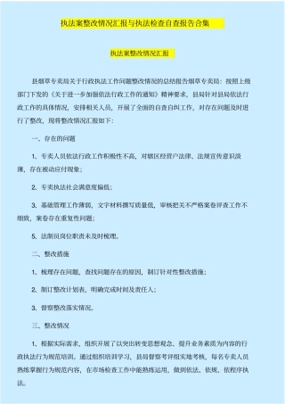 执法案整改情况汇报与执法检查自查报告合集