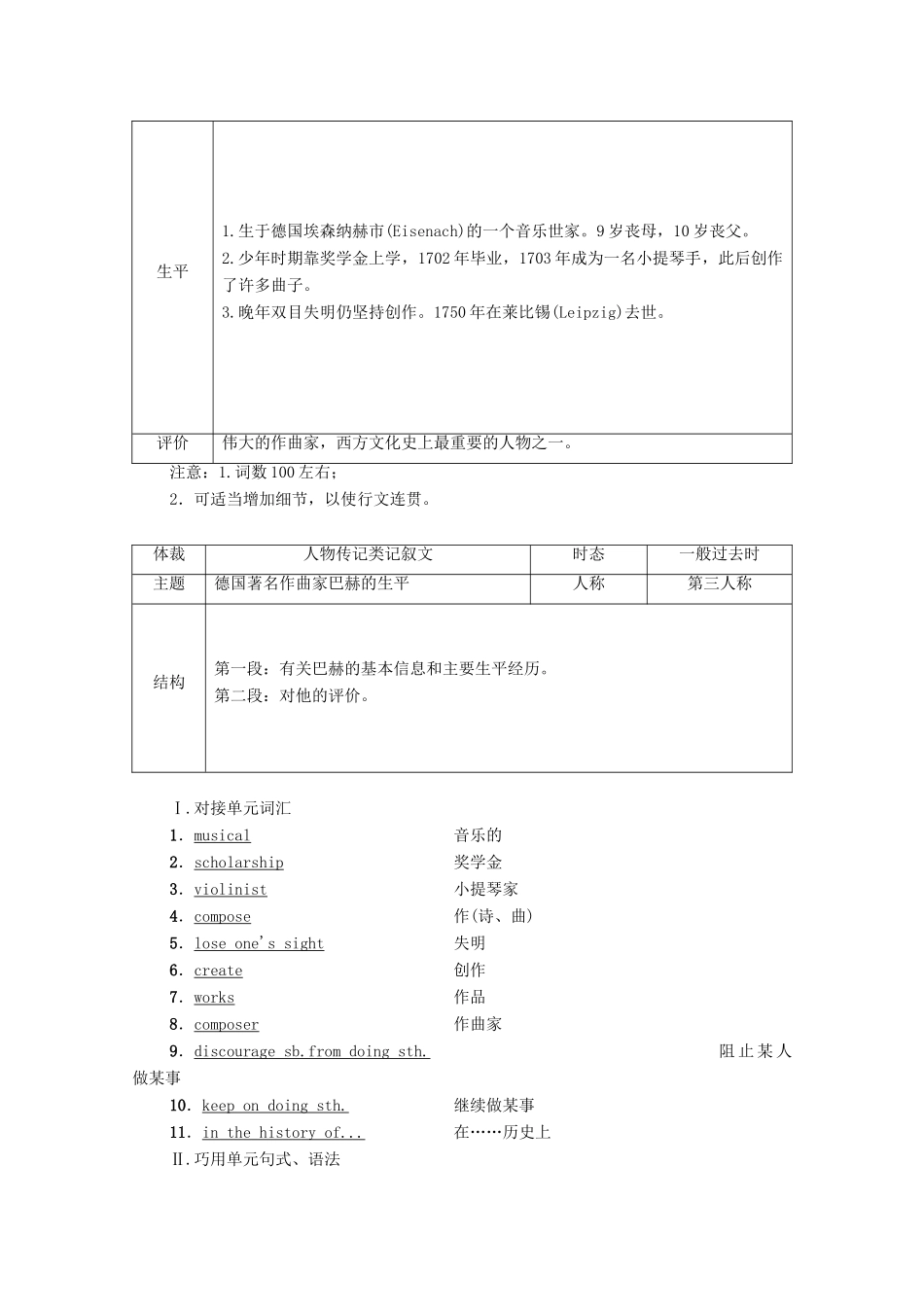 高中英语 Unit 3 Amazing people Section Ⅶ Writing—人物传记（教师用书）教案 牛津译林版必修2-牛津版高一必修2英语教案_第2页