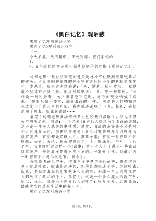 《黑白记忆》观后感