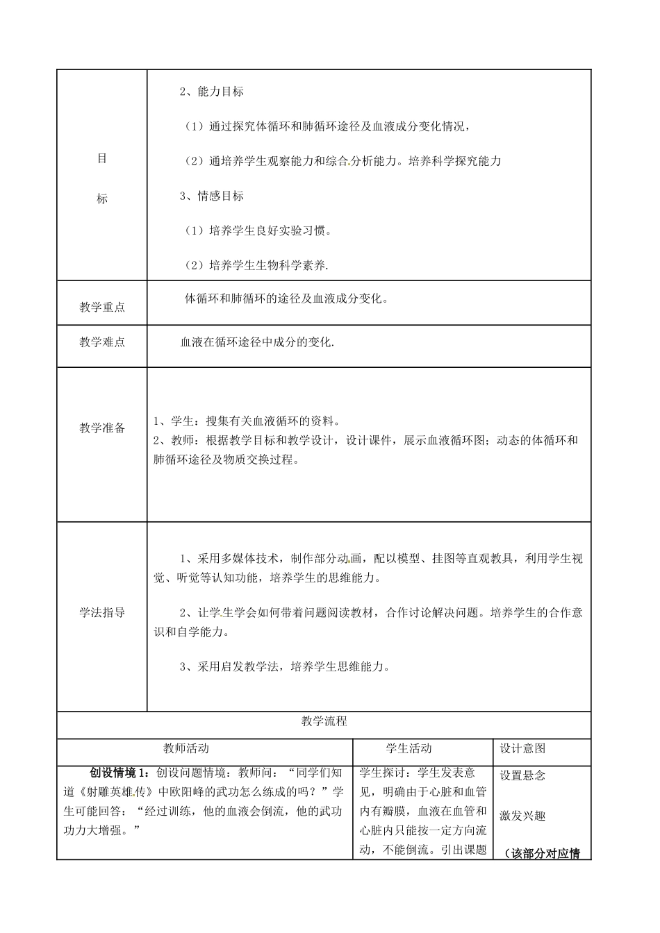 七年级生物下册 3.3《物质运输的途径》教学设计1 济南版_第2页