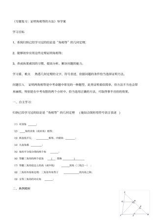 专题复习：证明角相等的方法