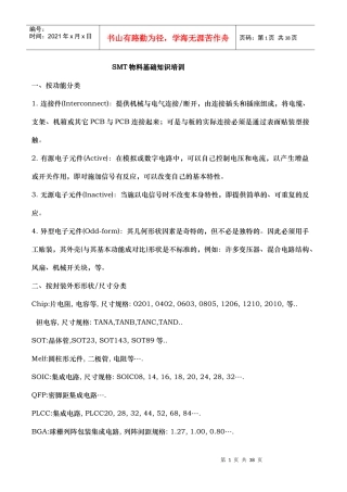 SMT物料基础知识培训