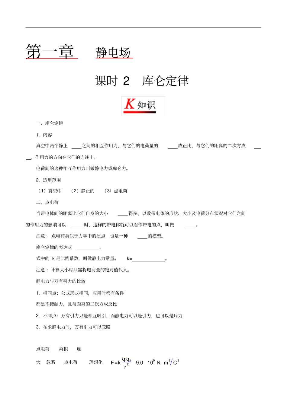 专题1.2库仑定律_第1页