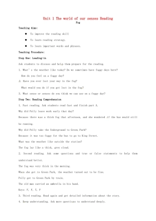 高中英语 Unit1 Reading教案 牛津译林版必修3-牛津版高一必修3英语教案