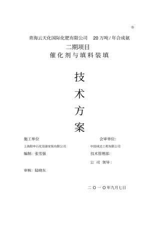催化剂装填方案(上海阳申)