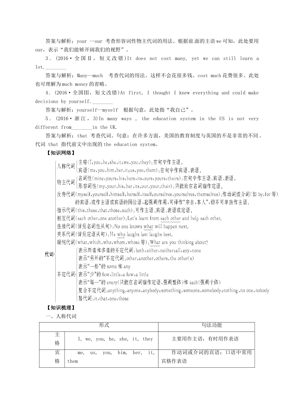 高考英语二轮专题复习 代词讲义-人教版高三全册英语教案_第2页