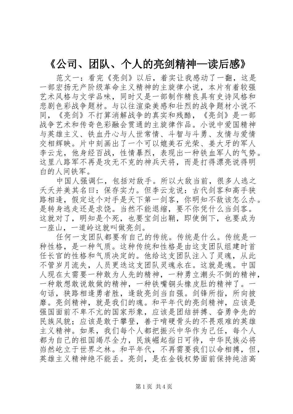 《公司、团队、个人的亮剑精神—读后感》_第1页