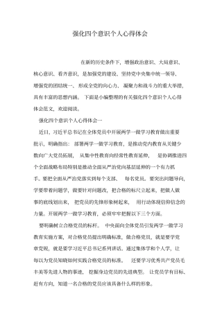 强化四个意识个人心得体会-共20页