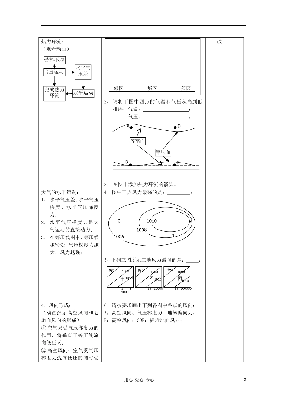高中地理《大气的热状况与大气运动》教案2 中图版必修1_第2页