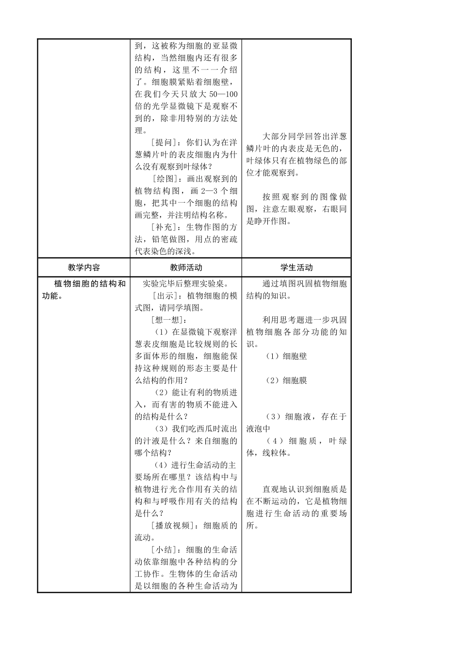 七年级生物上册 3-1植物细胞的结构和功能教案苏教版_第3页