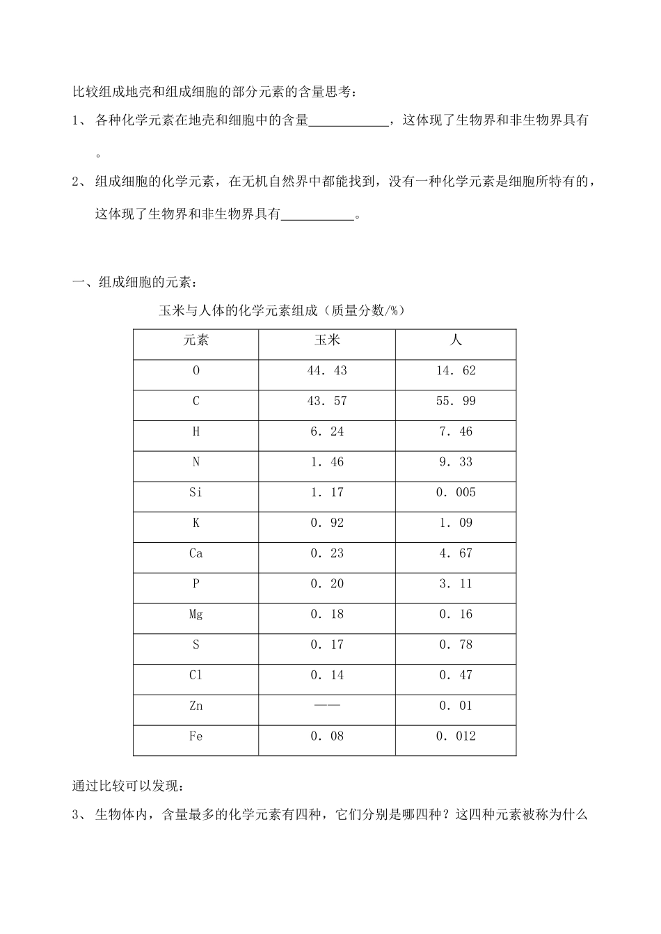 高中生物 《细胞中的元素和化合物》教案7 新人教版必修1_第2页