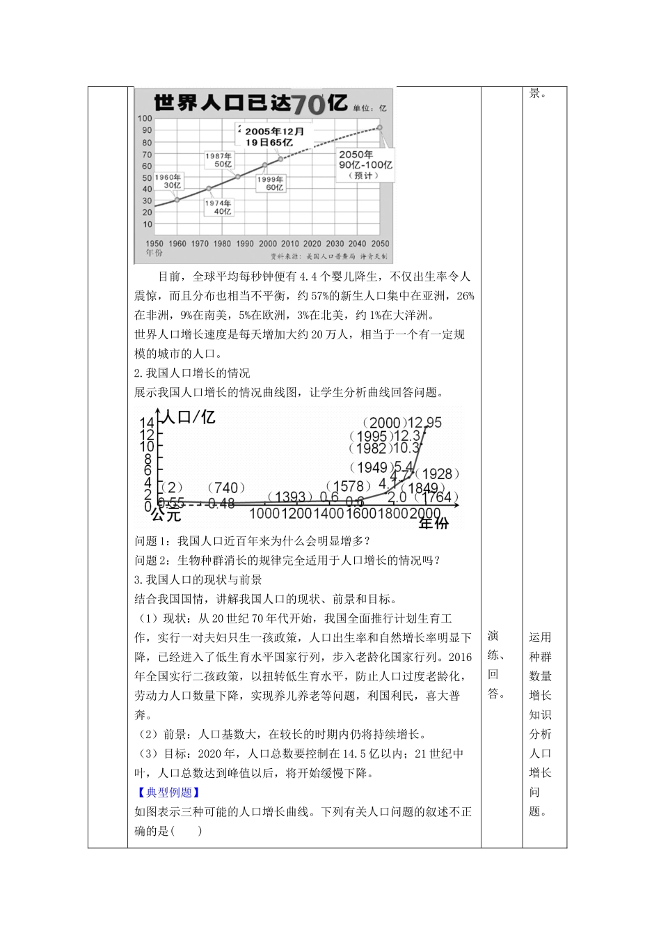 高中生物 第6章 生态环境的保护 第1节 人口增长对生态环境的影响教案 新人教版必修3-新人教版高二必修3生物教案_第2页