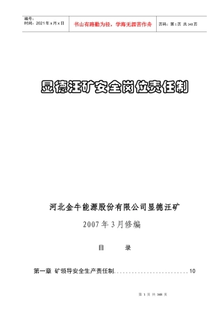 XXXX显德汪矿岗位责任制汇编