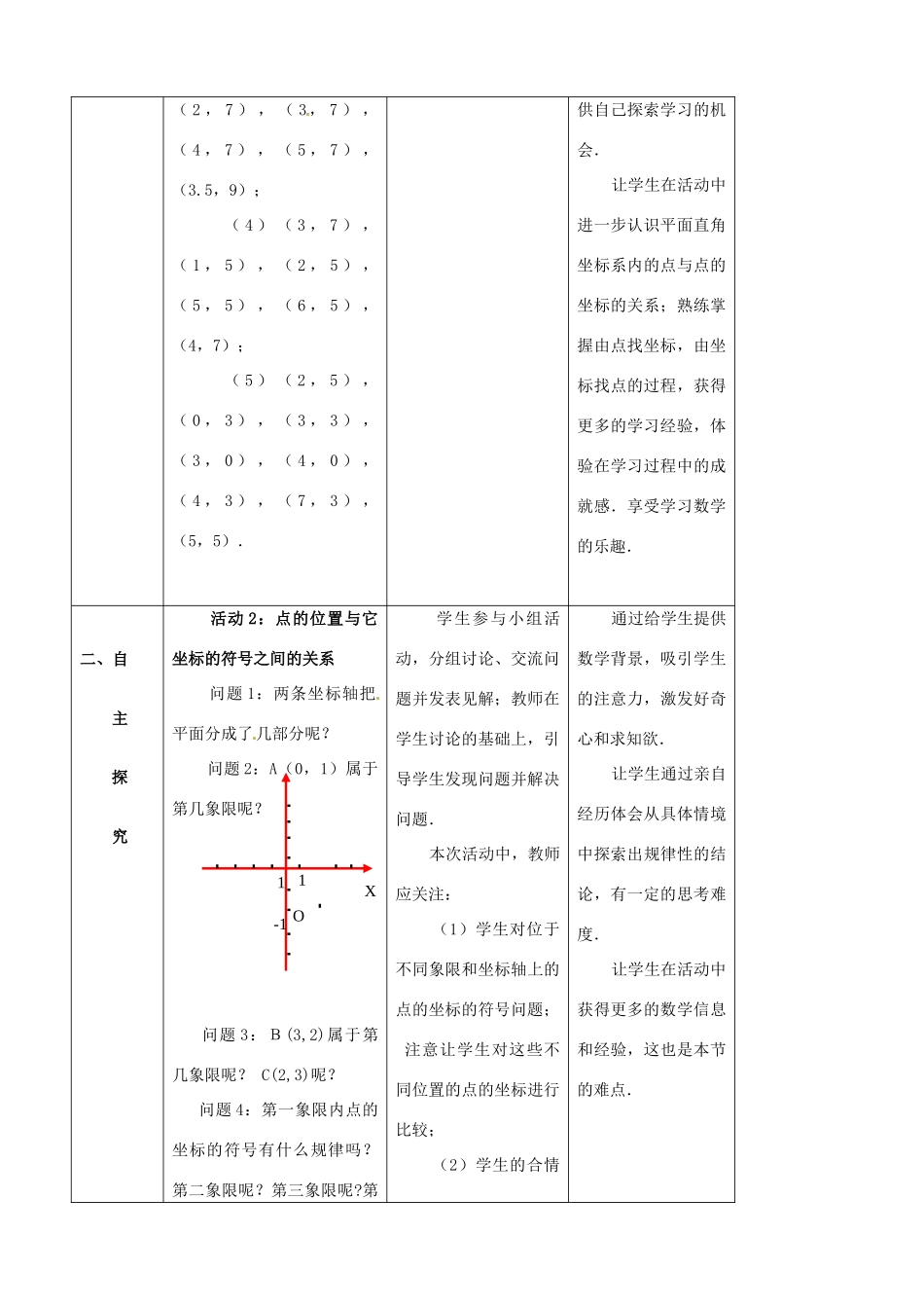 山东省郯城县第三中学七年级数学下册《612 平面直角坐标系（2）》教案 _第2页