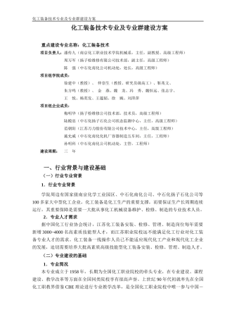化工专业群建设方案(借鉴一)