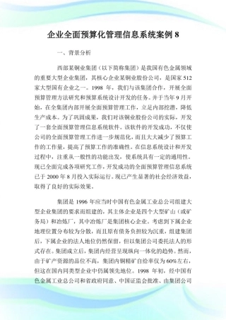 企业全面预算化管理信息系统案例8完整篇.doc