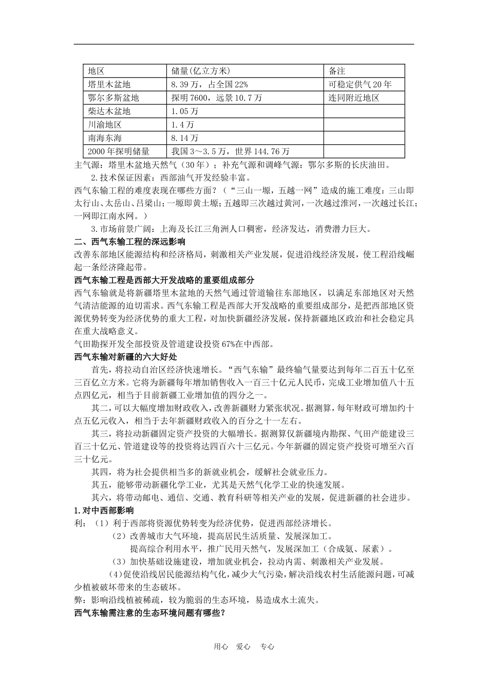 高中地理： 实现双赢的能源战略──西气东输工程教案2 人教版选修2_第2页